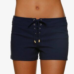 NEW Board Shorts HELEN JON 4"  lace up in navy blue NWT